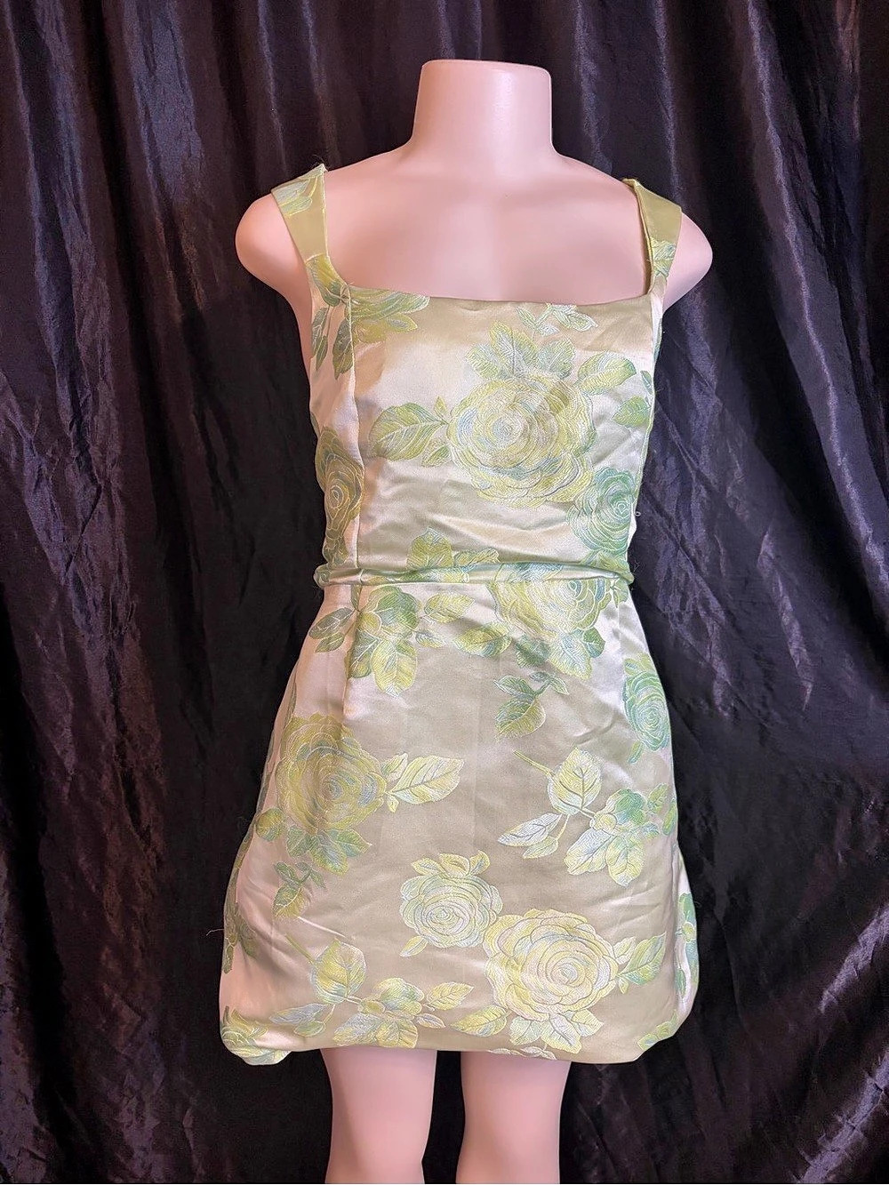 lulus green Floral jacquard Mini Dress Size Xxl